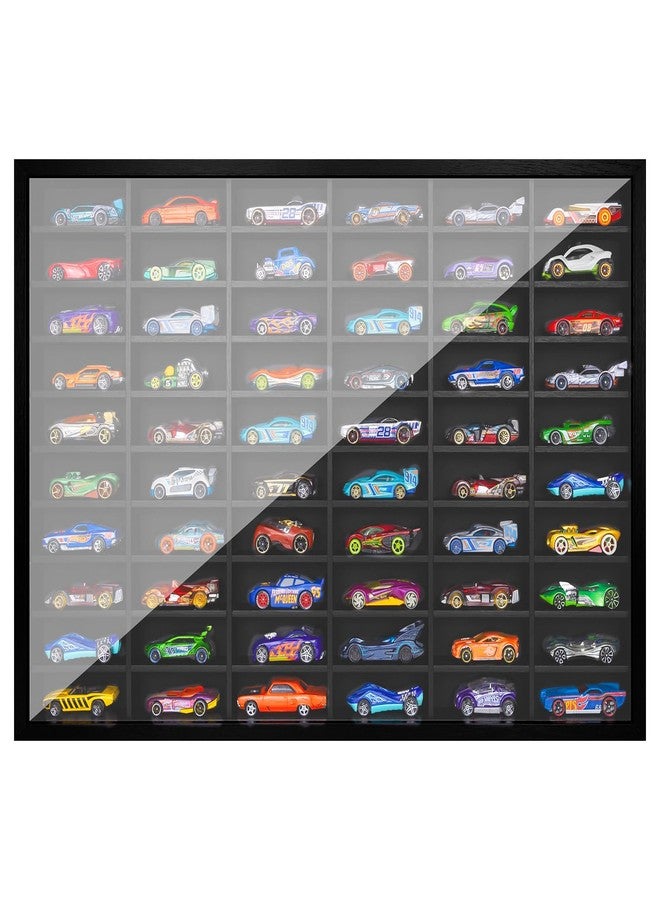 DisplayMore Wooden Wall Mount Display Case for Hot Wheels with Dust Resistant Acrylic Door ,Matchbox 1/64 Scale Diecast Model Cars Display Storage Organizer Case, Stores up to 60 Cars - Image 1
